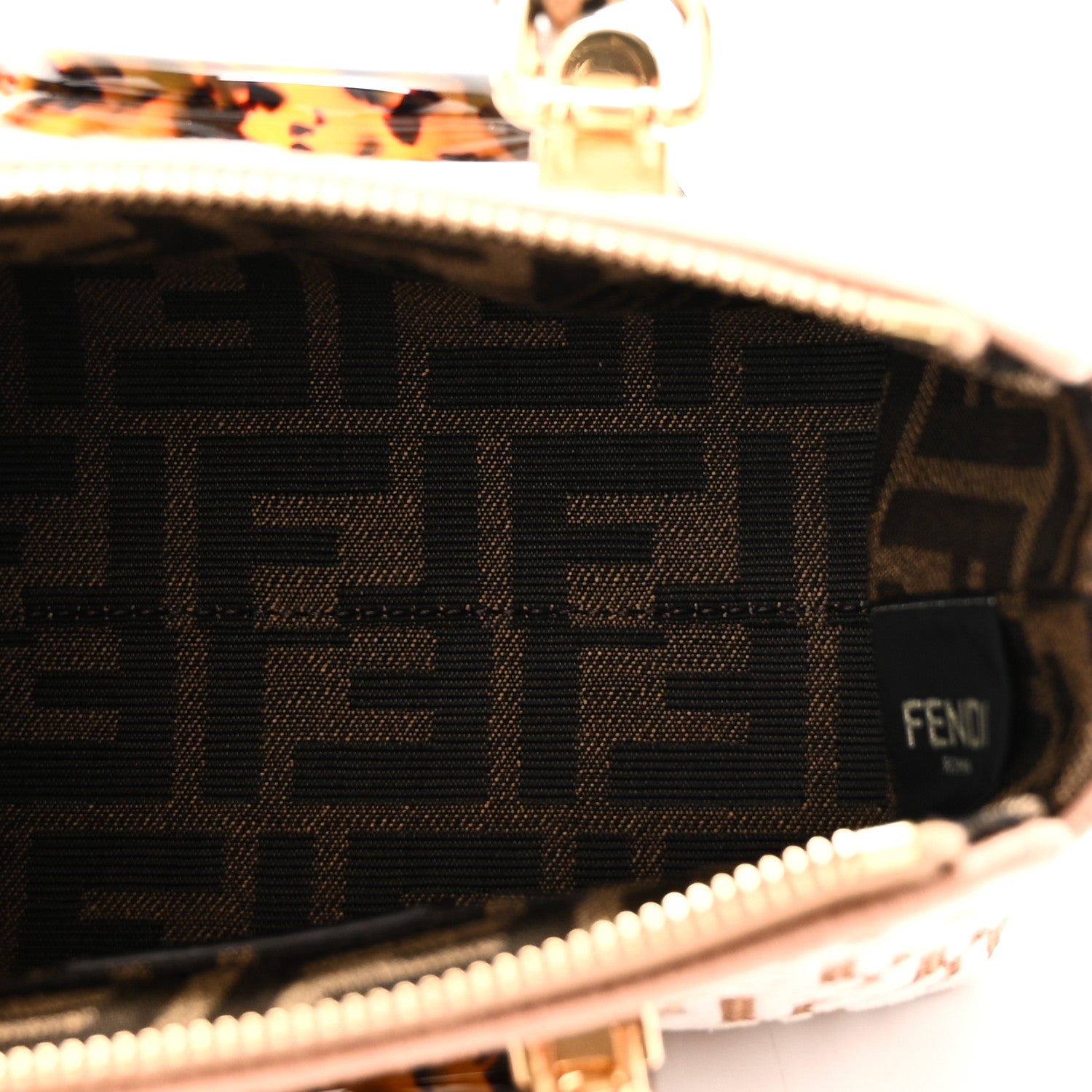 Fendi Raffia Chenille Vitello King Plexiglass Micro FF Mini By The Way Top Handle Boston Bag Naturale White 5 of 10