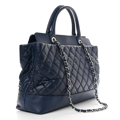 Chanel Aged Calfskin Quilted Be CC Tote Blue 3 of 11
