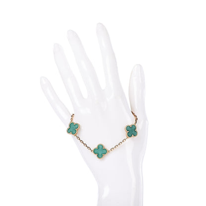 Van Cleef & Arpels 18K Yellow Gold Malachite 5 Motifs Vintage Alhambra Bracelet 2 of 7
