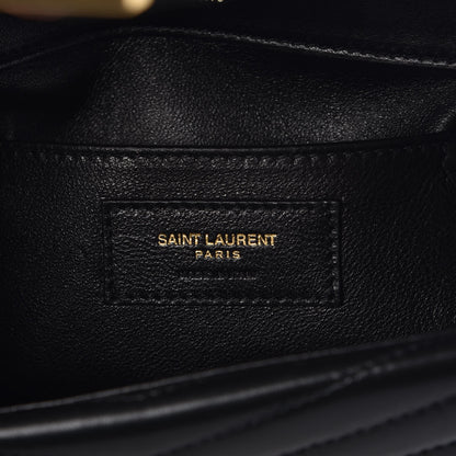 Saint Laurent Lambskin Matelasse Chevron Monogram Small Sulpice Bag Black 7 of 7