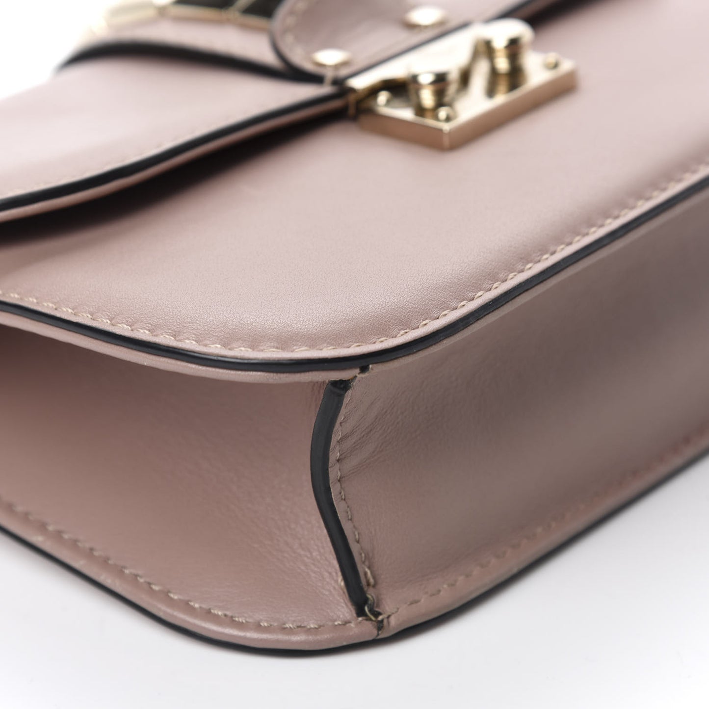 Vitello Small Glam Lock Rockstud Flap Poudre