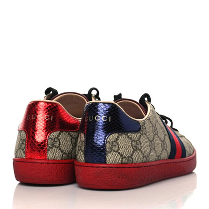 Gucci GG Supreme Monogram Womens Ace Low-Top Sneaker 37.5 Beige 4 of 9