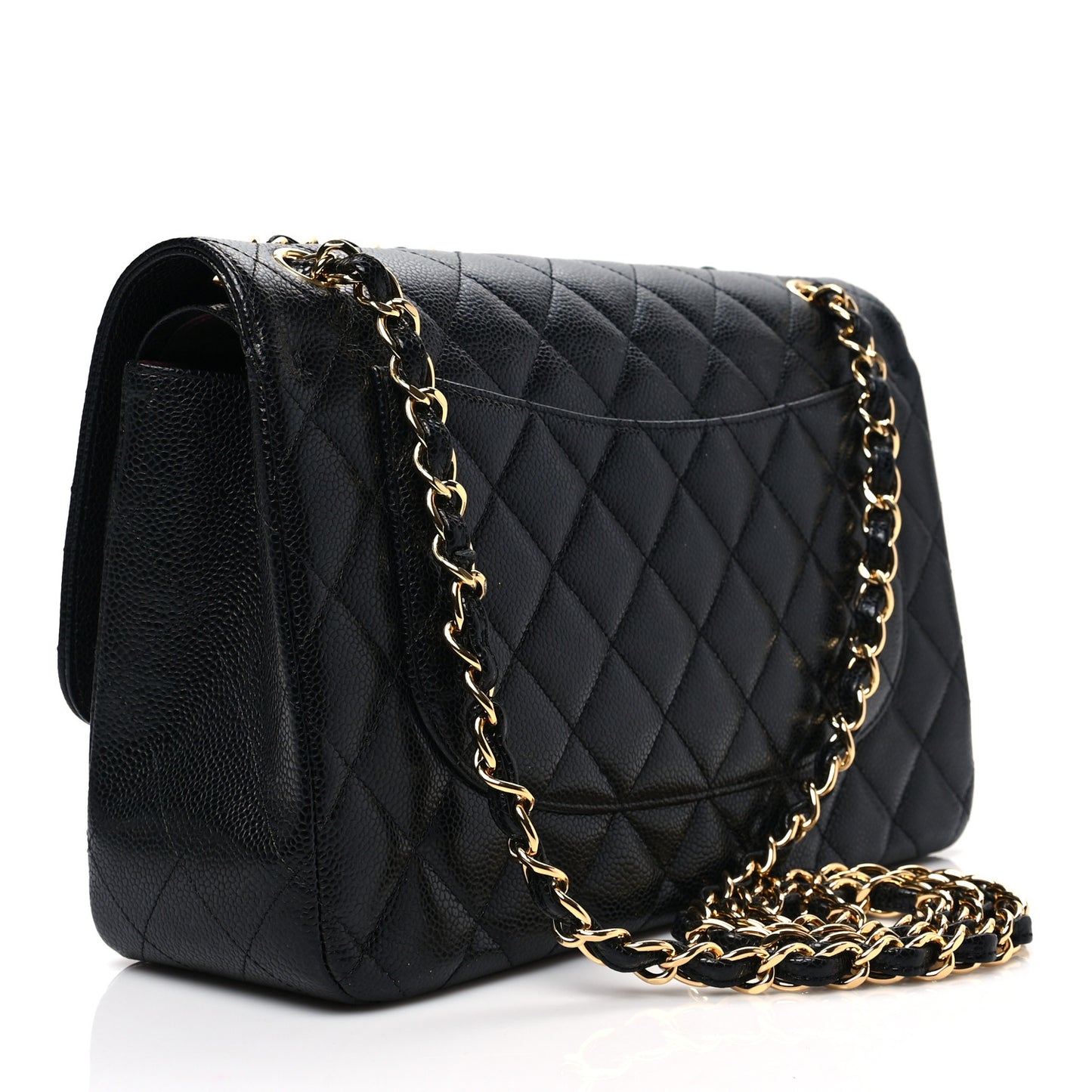 Caviar Quilted Jumbo Double Flap Black