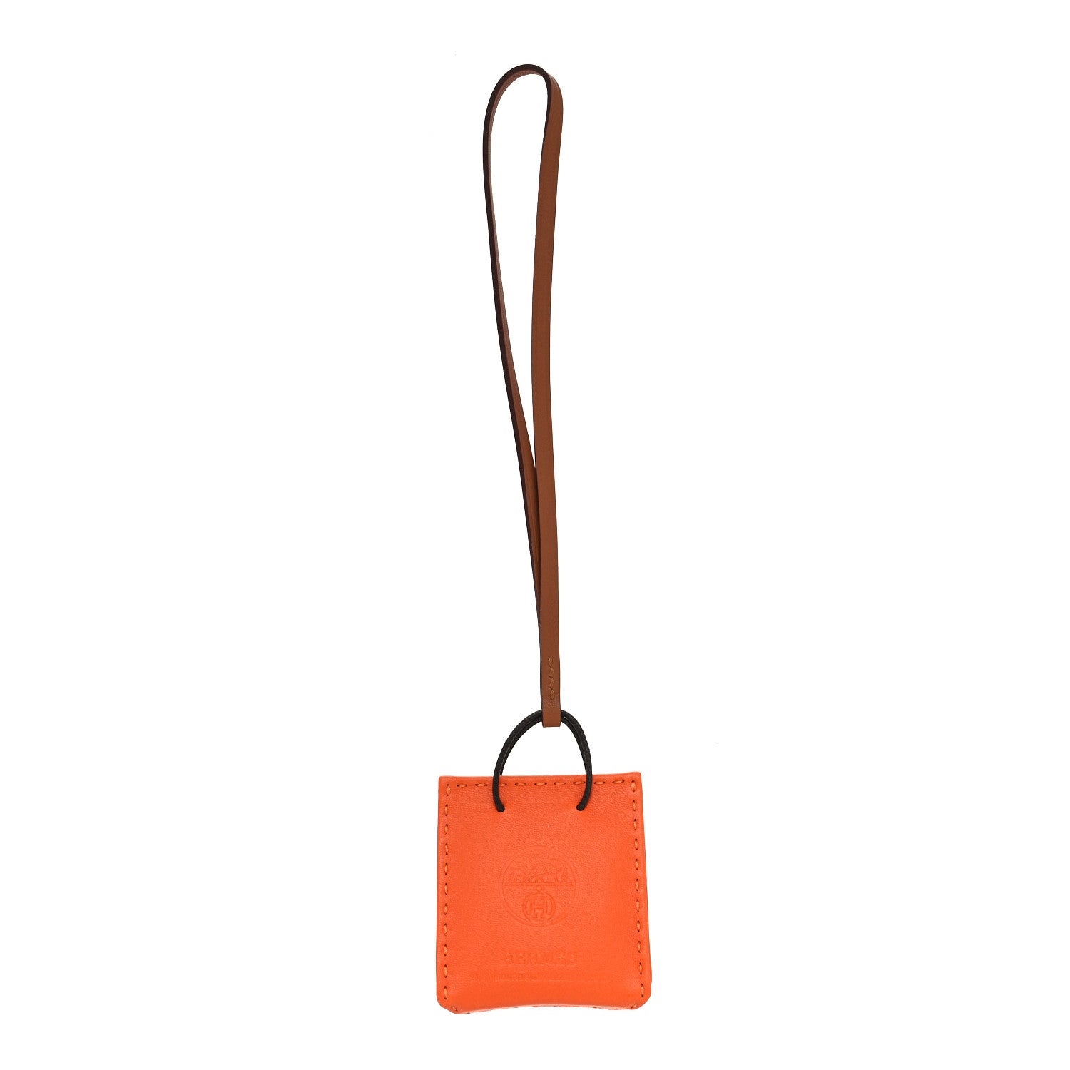 Hermes Milo Lambskin Swift Shopping Bag Charm Feu Gold 1 of 3