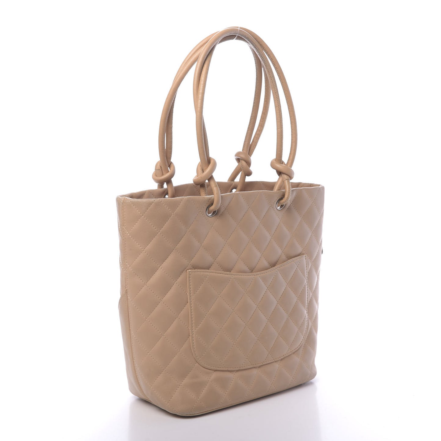 Calfskin Quilted Medium Cambon Tote Beige