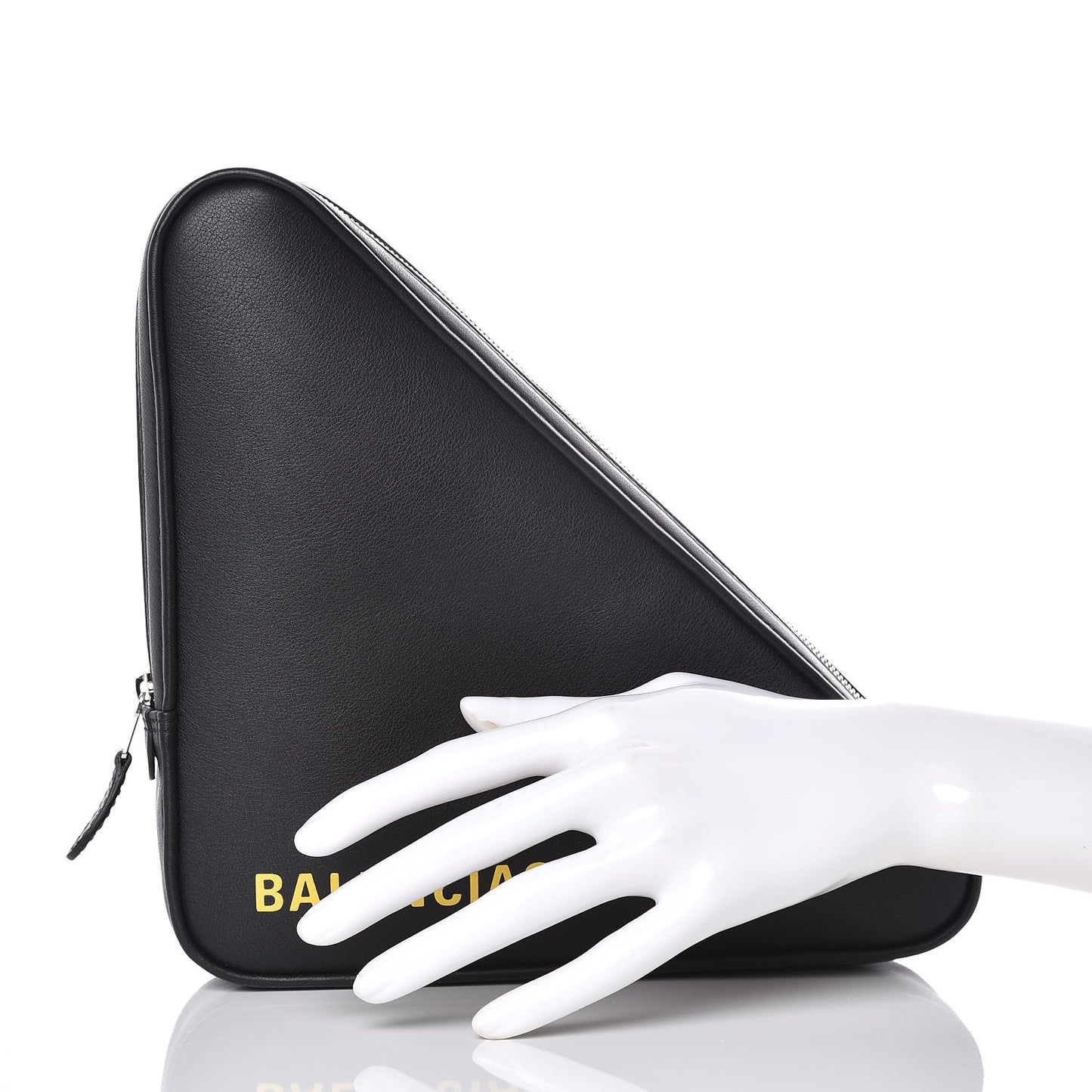Calfskin M Triangle Pouch Black