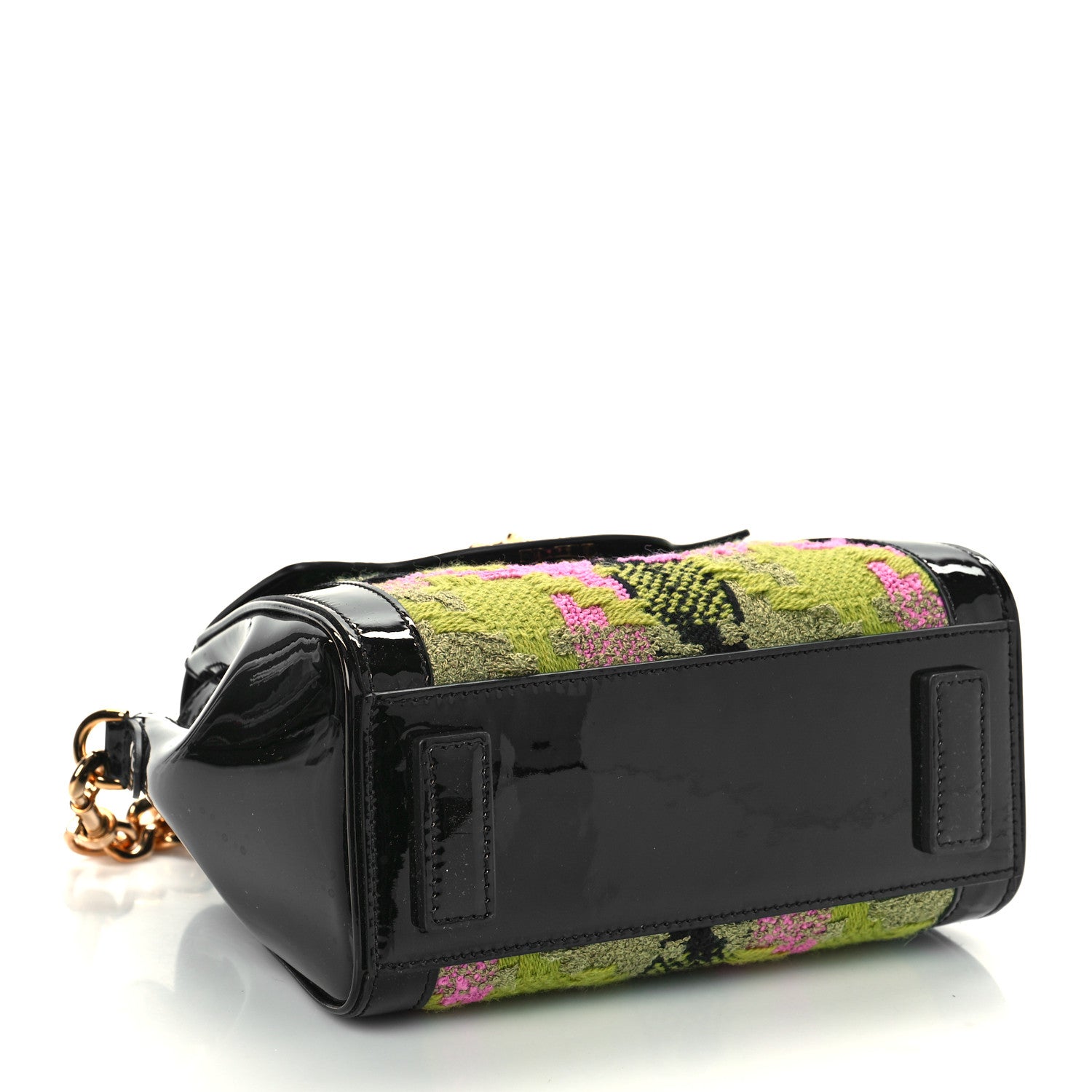 Versace Patent Calfskin Tweed Houndstooth Medusa Small Top Handle Handbag Multicolor 6 of 8