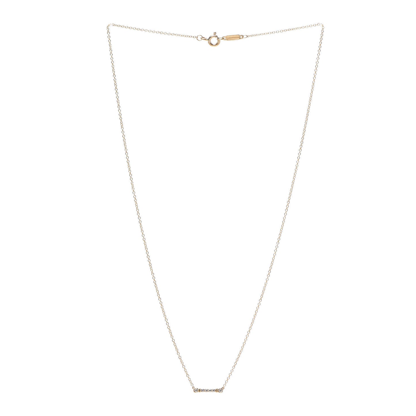 18K Yellow Gold Diamond Fleur de Lis Key Bar Pendant Necklace