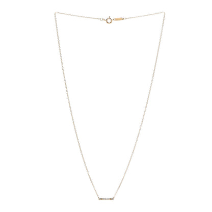 Tiffany 18K Yellow Gold Diamond Fleur de Lis Key Bar Pendant Necklace 3 of 6