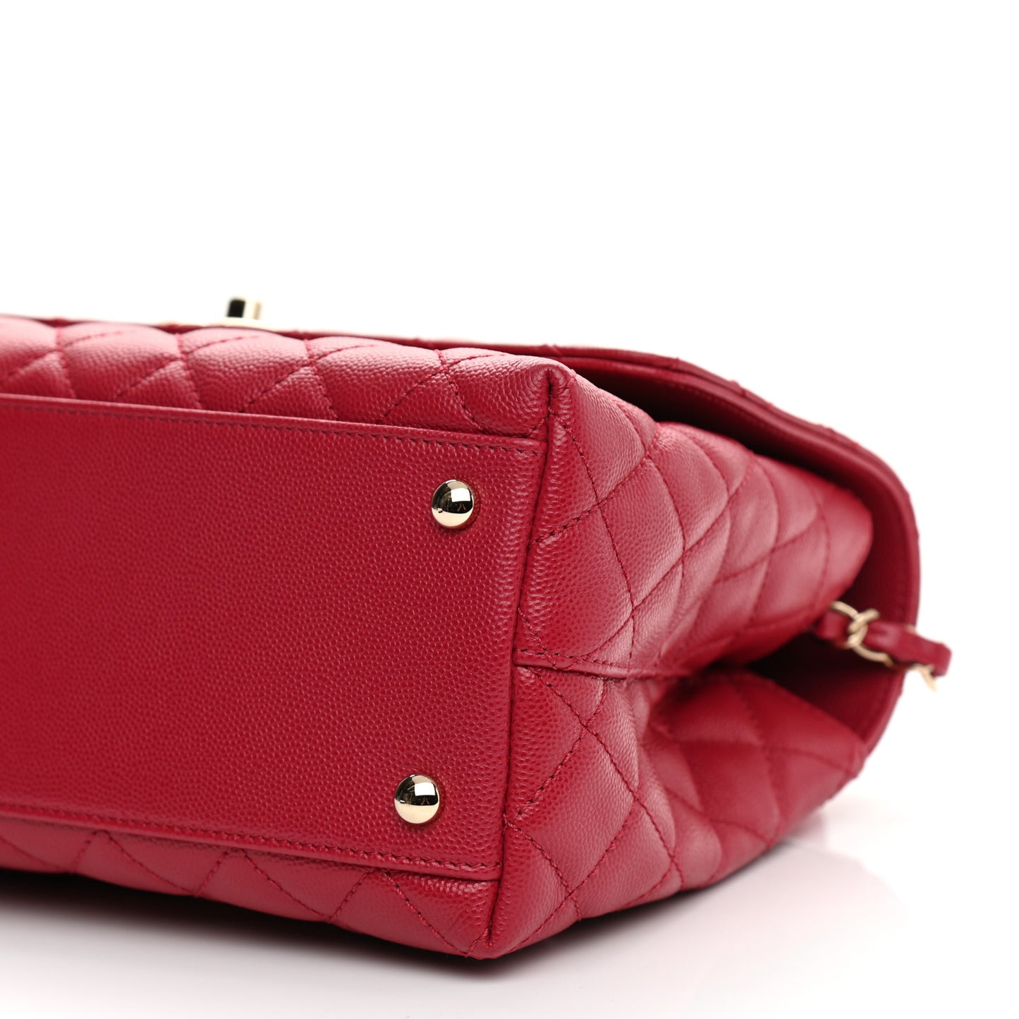 Caviar Quilted Small Coco Handle Flap Dark Pink