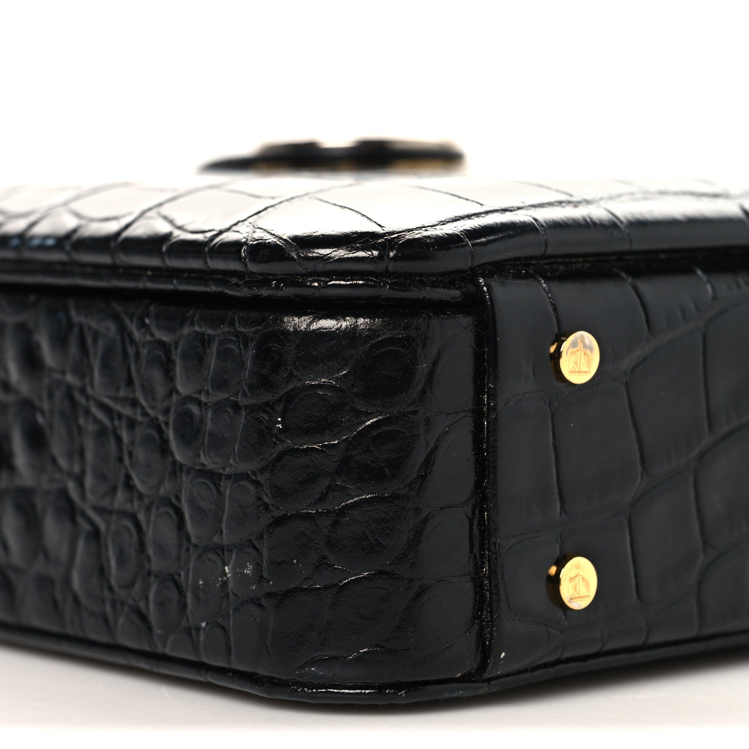 Lanvin Calfskin Crocodile Embossed Bento Bag Black 8 of 10