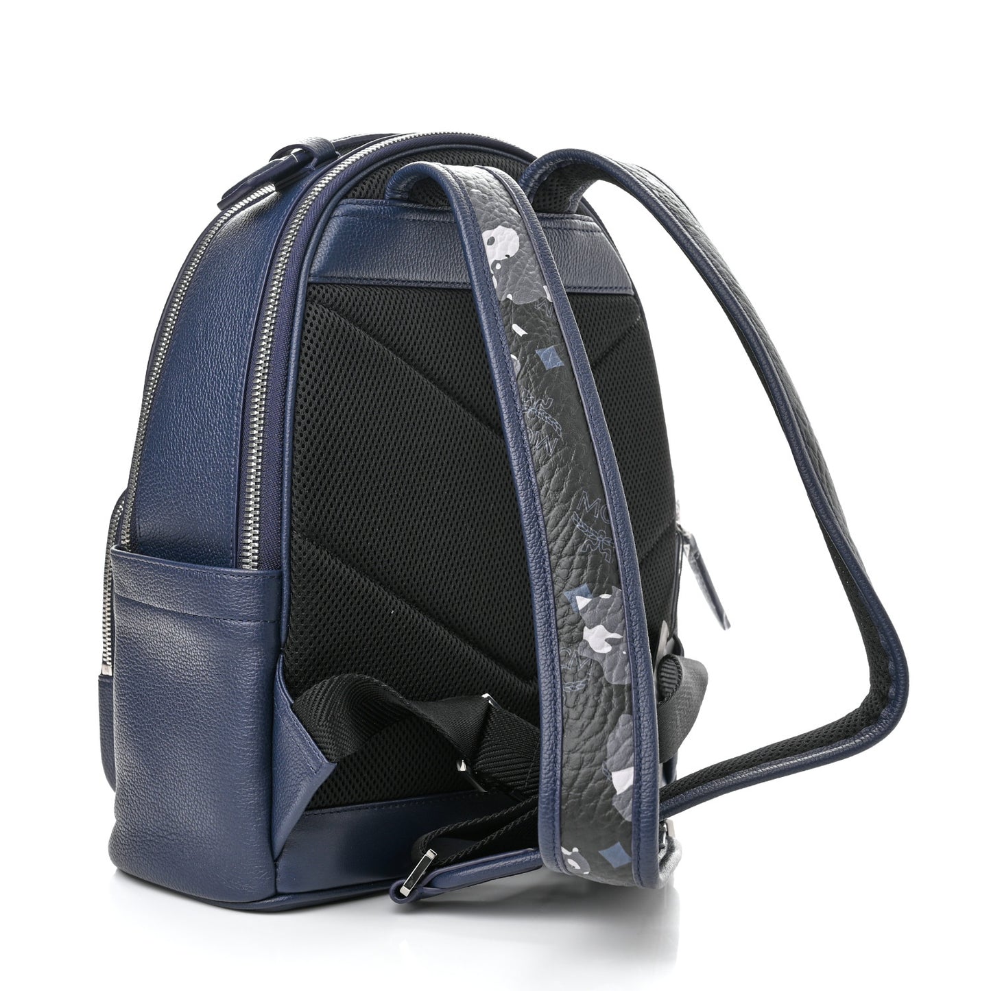 Calfskin Visetos Floral Leopard Klassik Small Stark Backpack Blue Black