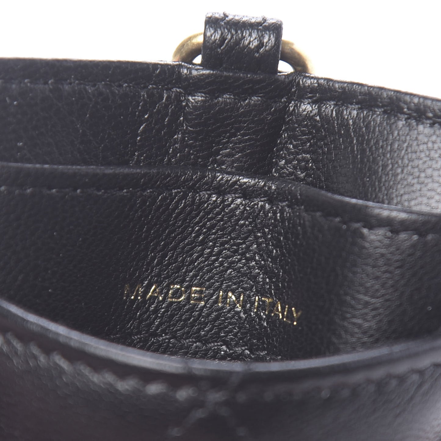 Goatskin Quilted 19 Card Holder On Chain Black