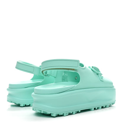 Gucci Soft Rubber Horsebit Womens Slingback Sandals 37 Teal Cyan 5 of 9