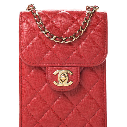 Chanel Caviar Quilted Classic Phone Holder Red 9 of 16