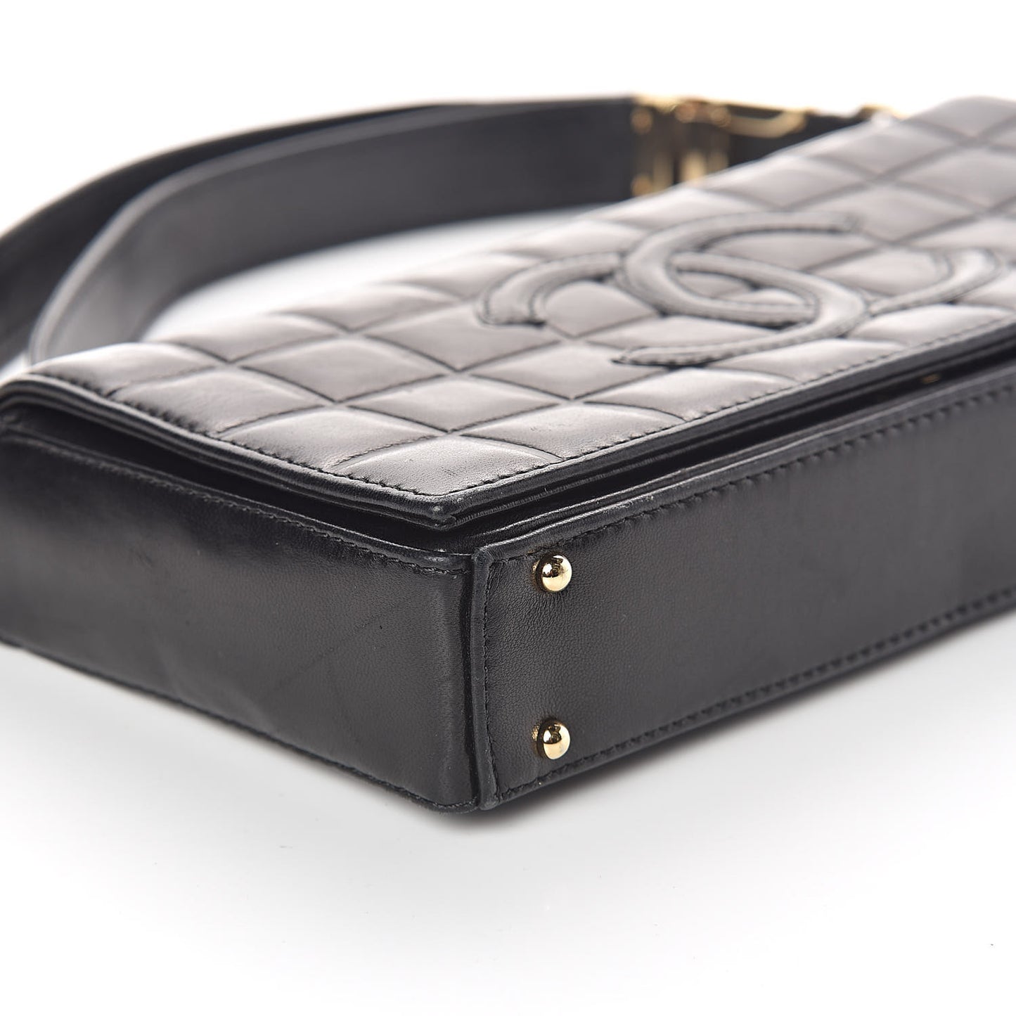 Lambskin Quilted CC Chocolate Bar Flap Black