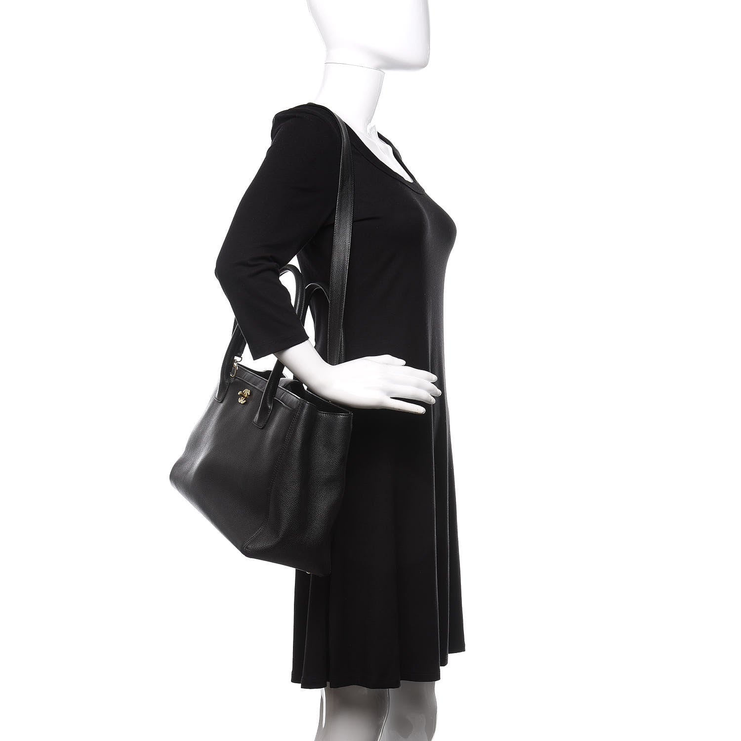 Chanel Calfskin Cerf Executive Shopper Tote Black 2 of 15