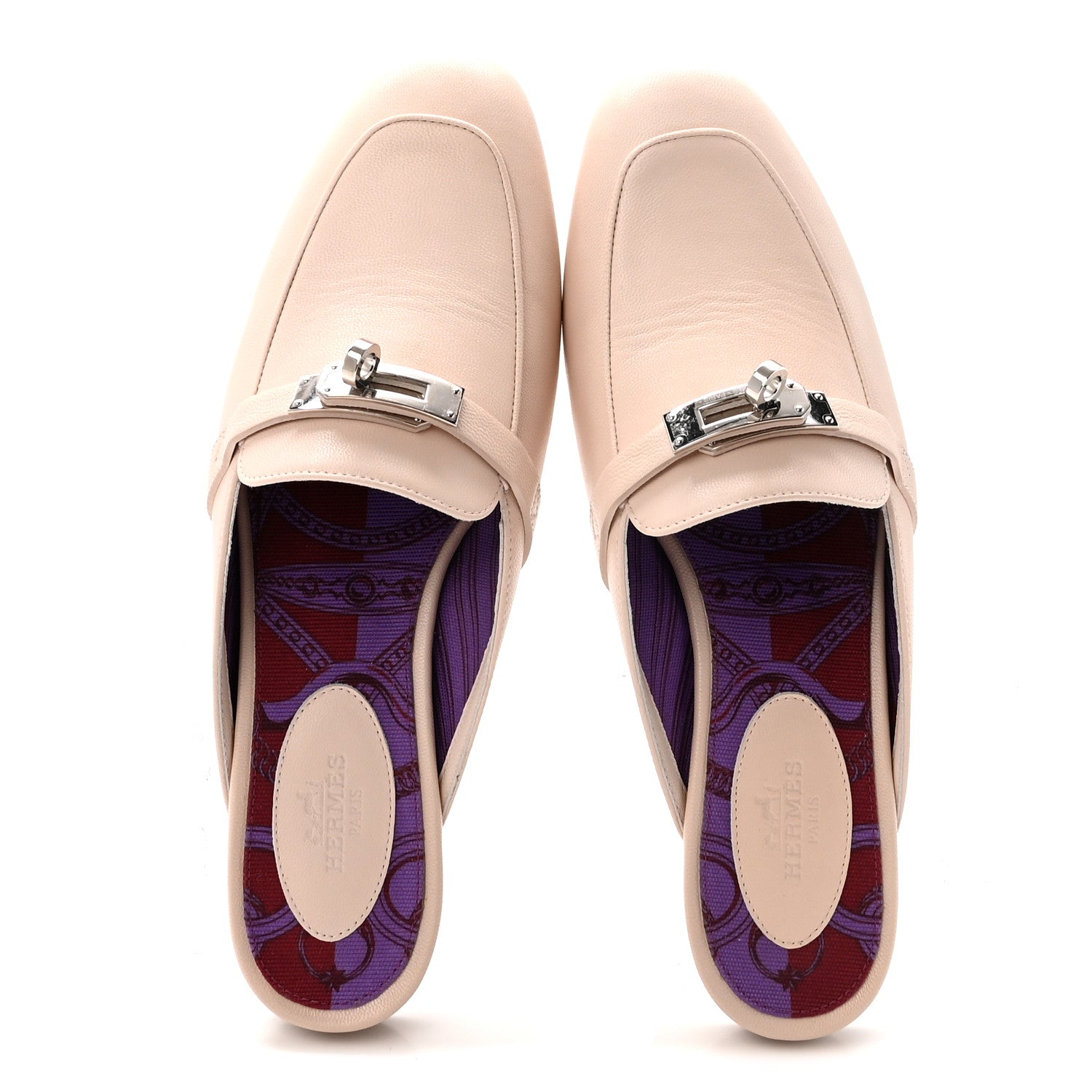 Hermes Goatskin Oz Mules 37.5 Blanc Poros 2 of 9