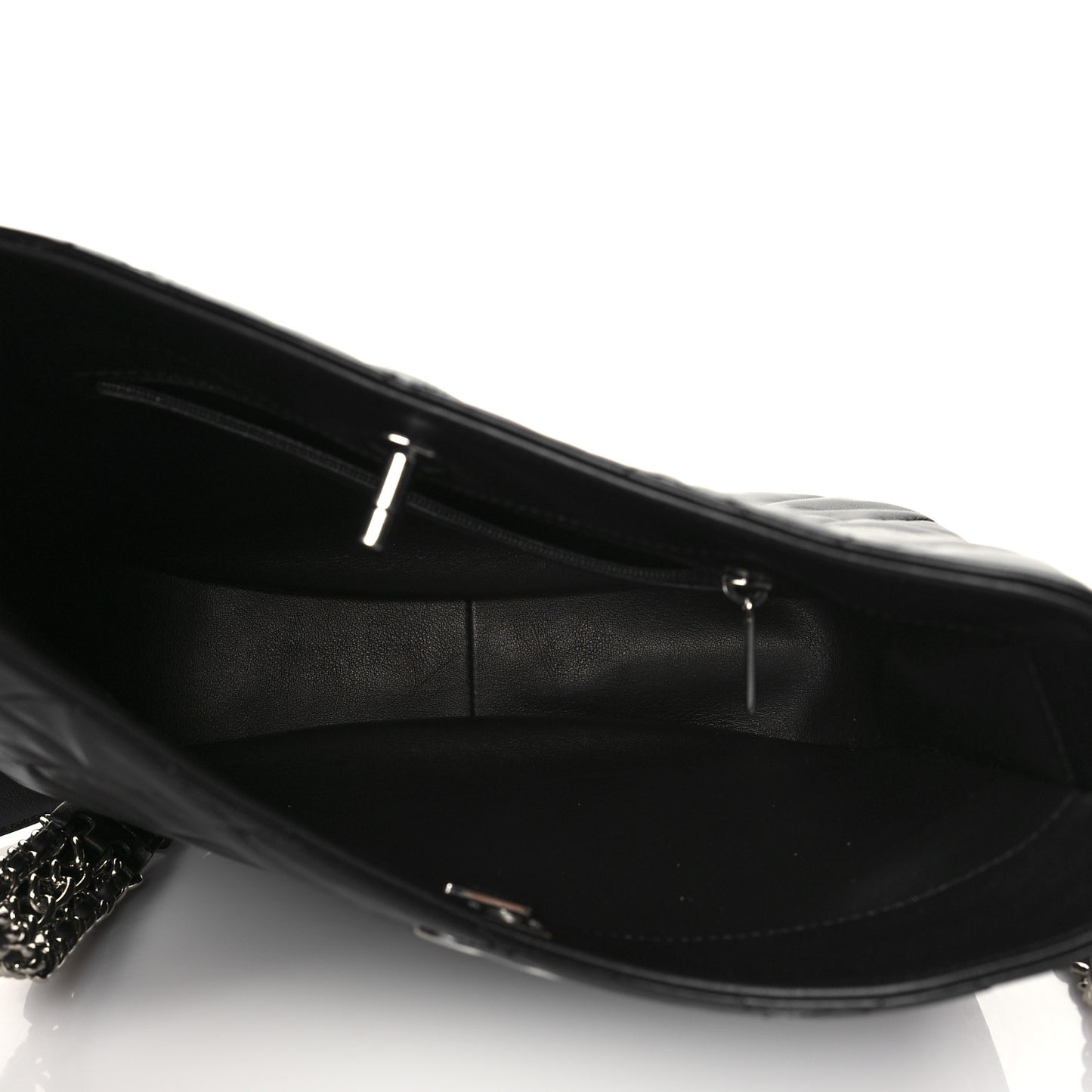 Lambskin Chain Rows Quilted Chain Hobo Black