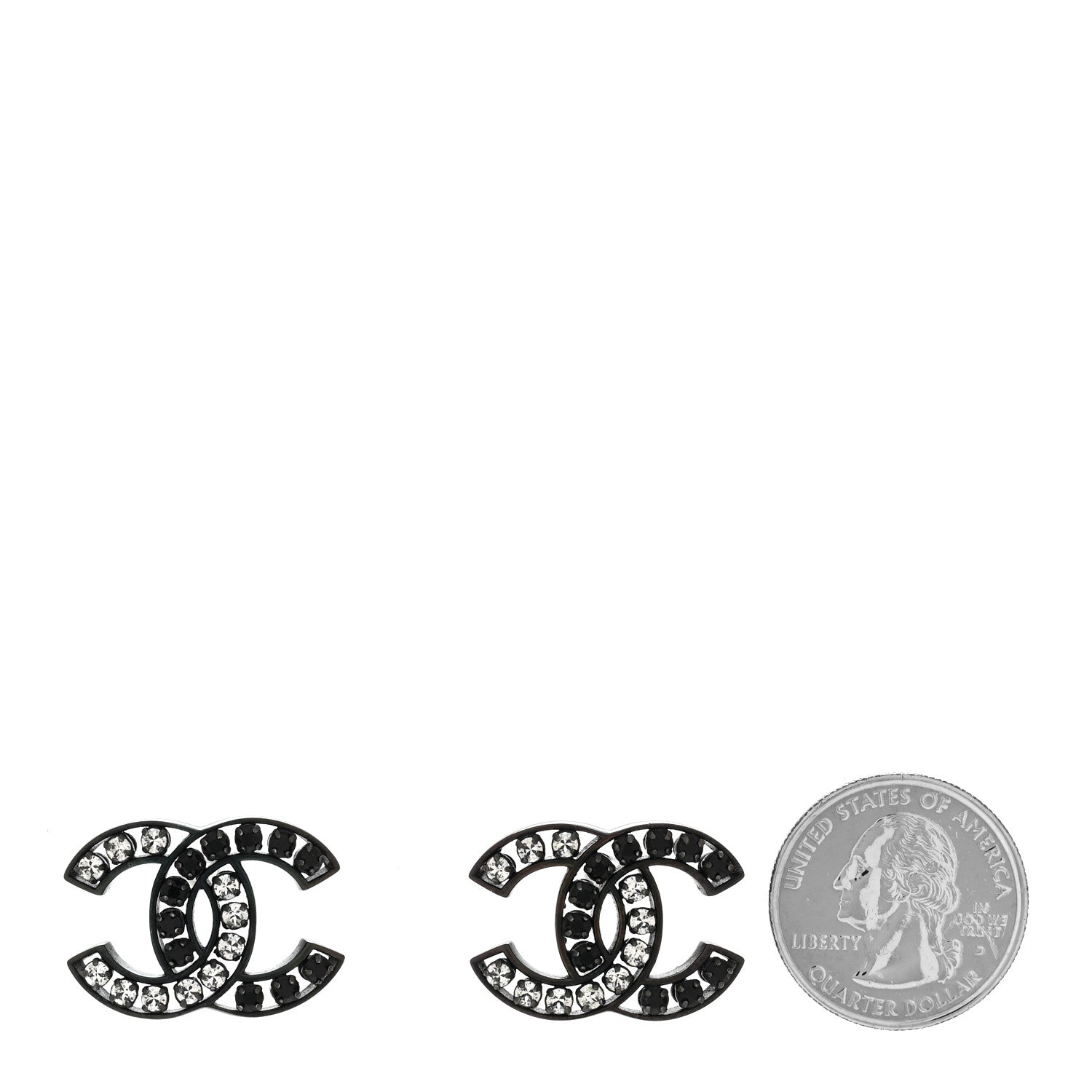 Chanel Ruthenium Crystal CC Earrings Black 2 of 4