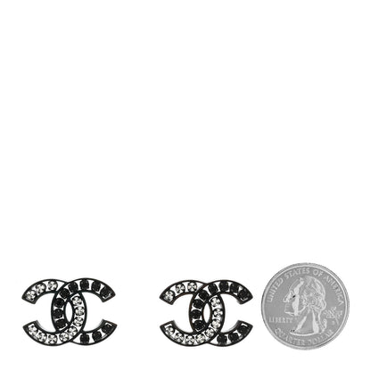 Chanel Ruthenium Crystal CC Earrings Black 2 of 4