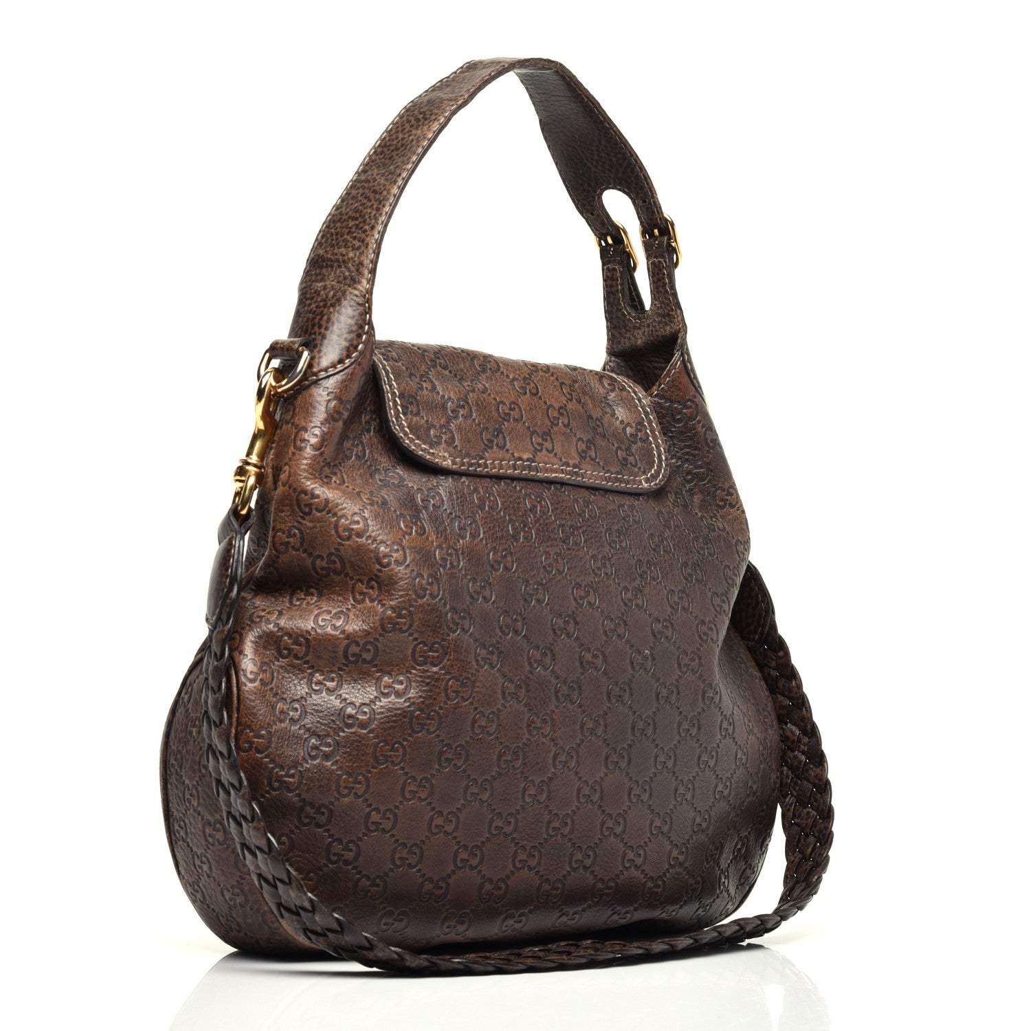 Gucci Guccissima Large New Pelham Satchel Dark Brown 4 of 10