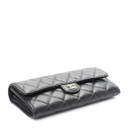 Chanel Caviar Quilted Large Gusset Flap Wallet Black 4 of 8