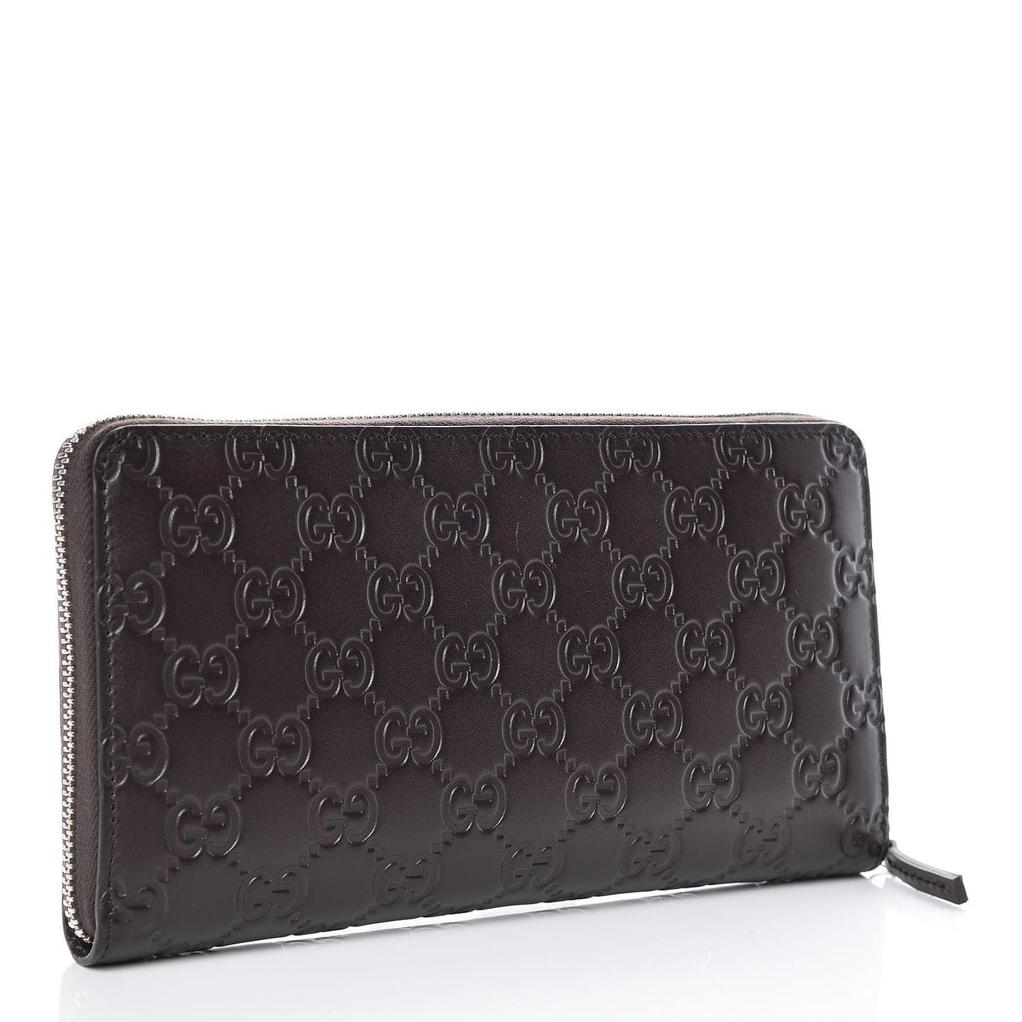 Guccissima Signature Zip Around Organizer Wallet Chocolate