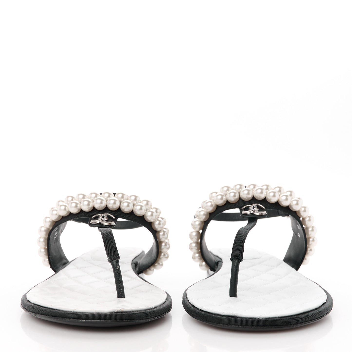 Grosgrain Pearl CC Sandals 41 Black
