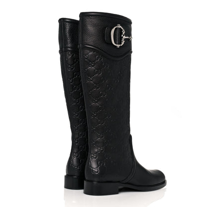 Gucci Guccissima Cellarius Soft Calfskin D Ring Boots 37 Black 4 of 9