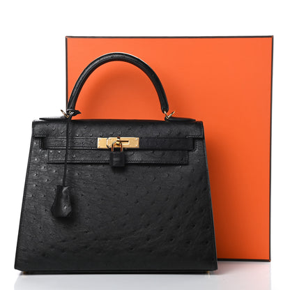 Hermes Ostrich Kelly Sellier 28 Black 13 of 13