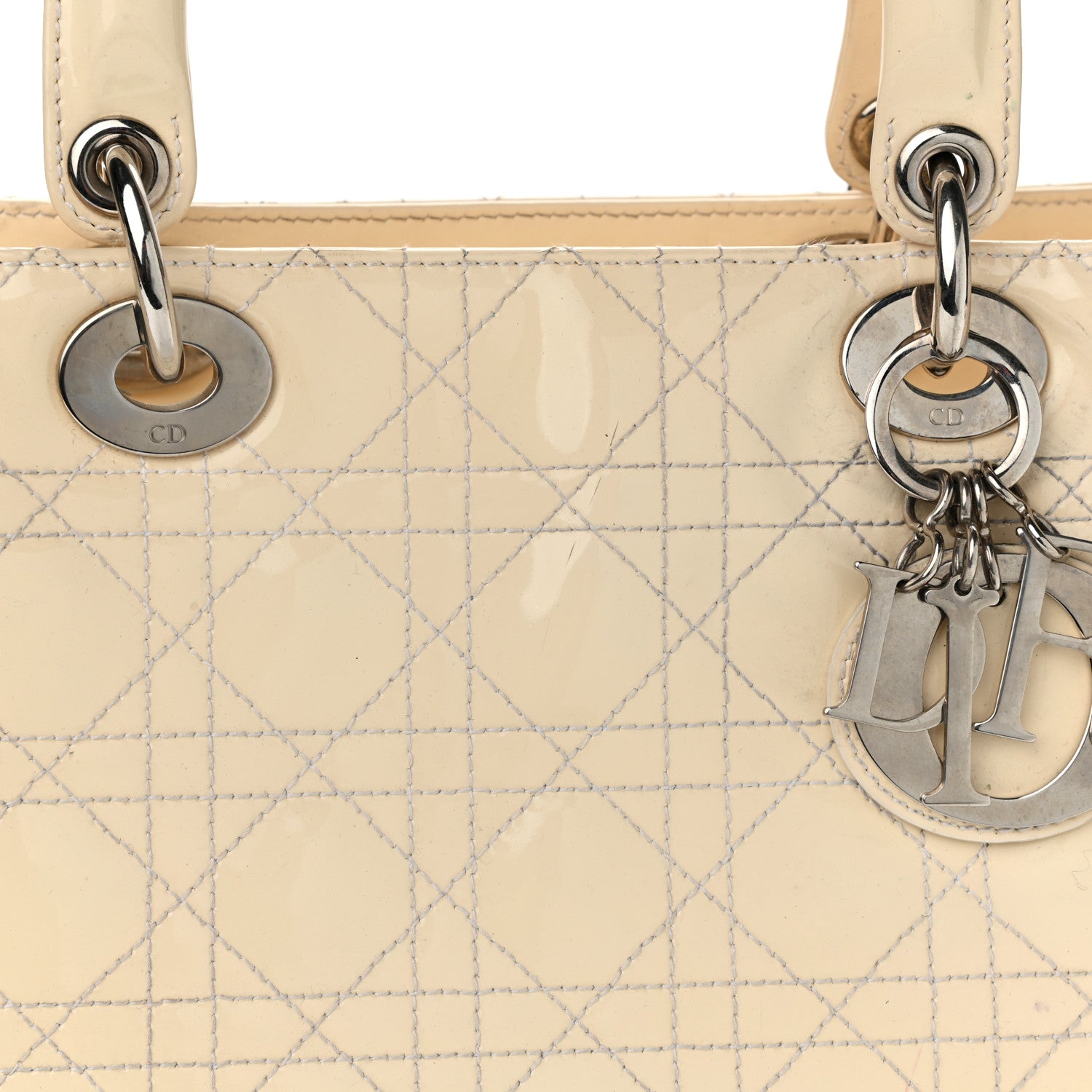Christian Dior Patent Cannage Stitched Medium Lady Dior White 12 of 15