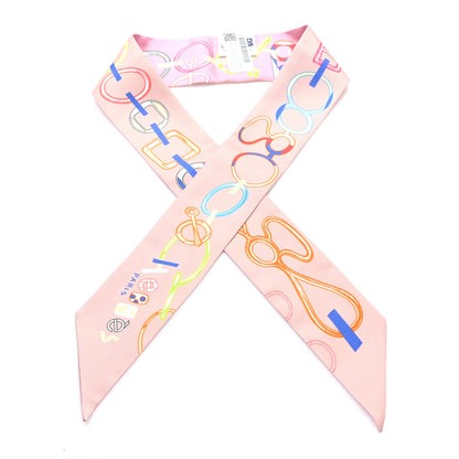 Hermes Silk Do Re Boucles Twilly Rose Poudre Bleu 1 of 3