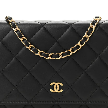 Chanel Lambskin Quilted Wallet On Chain WOC Black 9 of 12