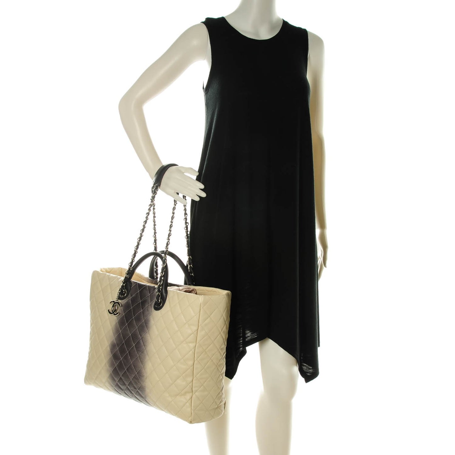 Caviar Ombre Large Shopping Tote White