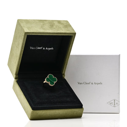 Van Cleef & Arpels 18K Yellow Gold Malachite Magic Alhambra Ring 50 5.25 6 of 6