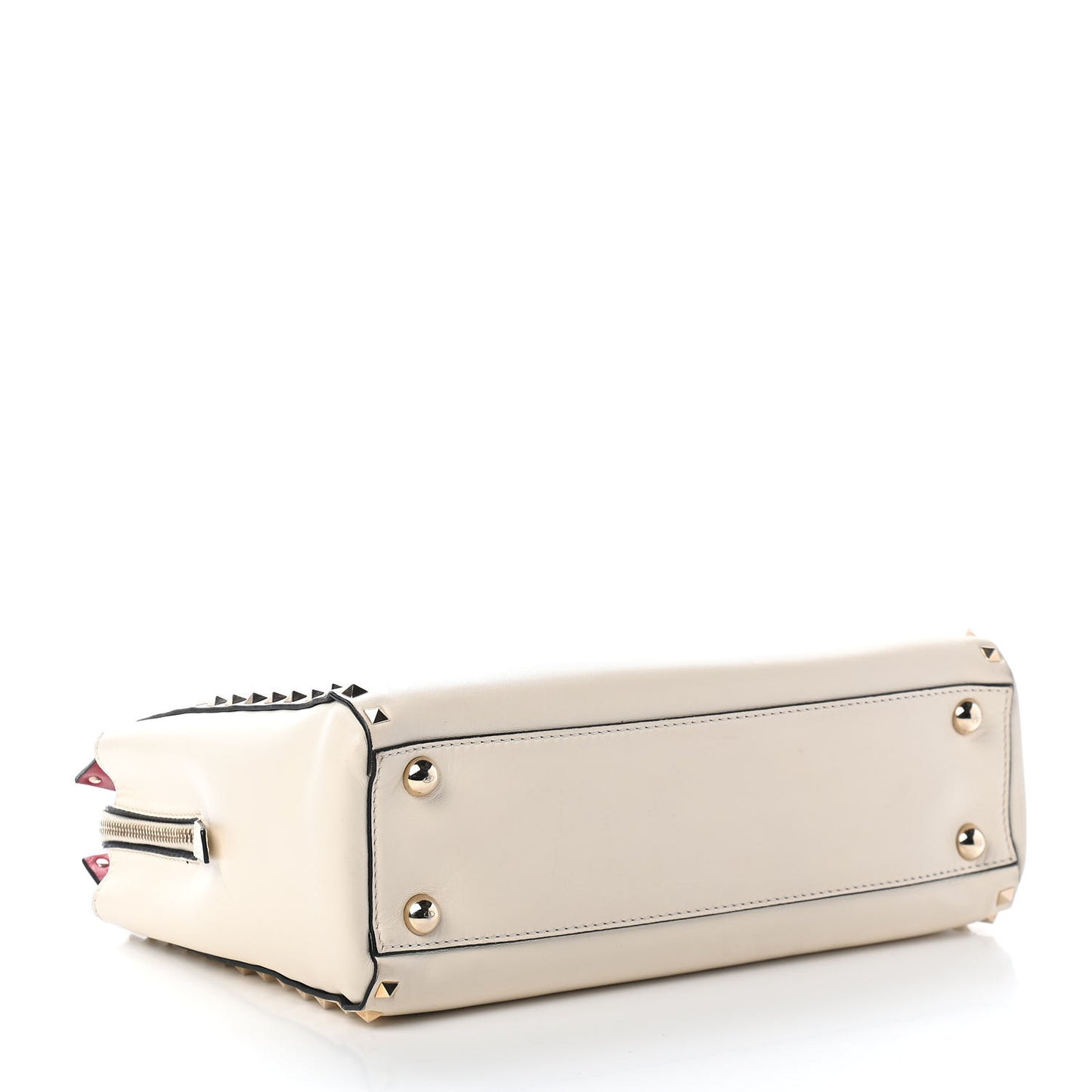 Vitello Small Rockstud Top Handle Tote Ivory