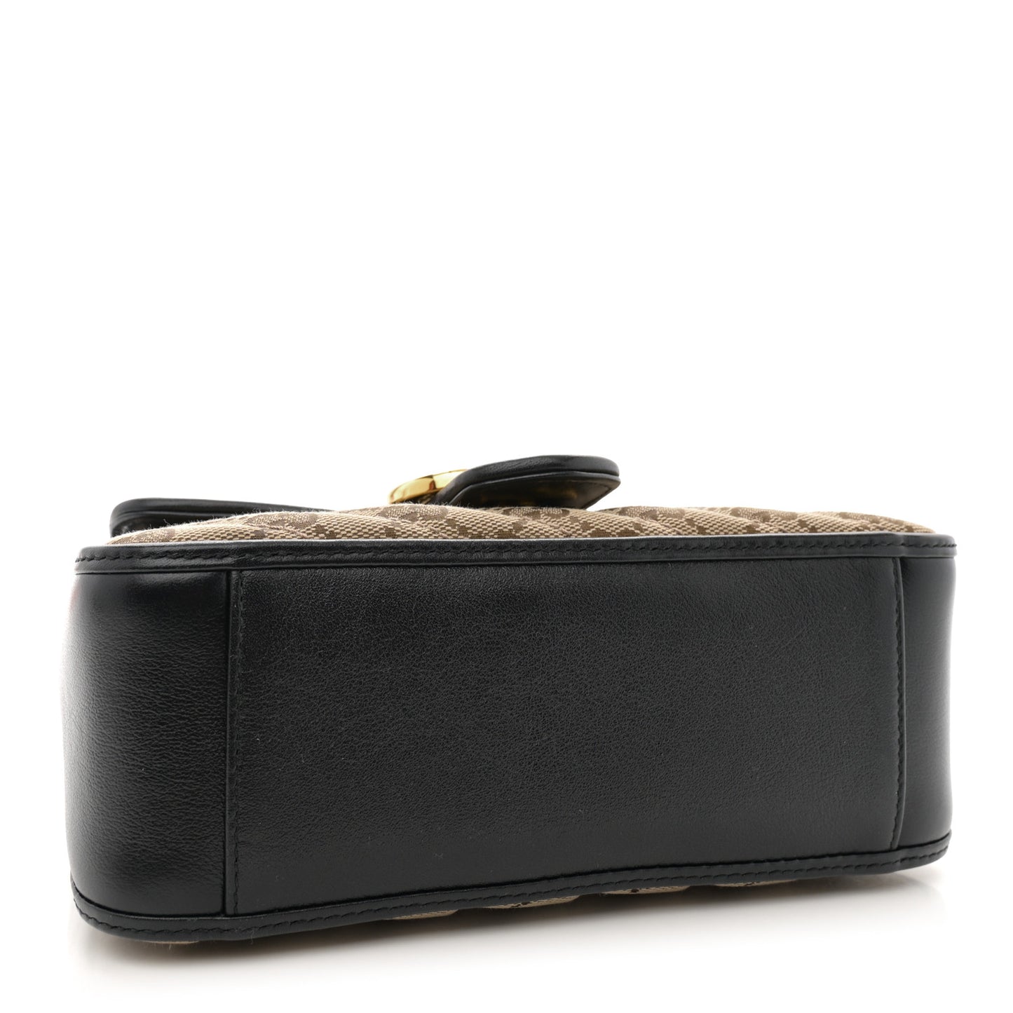 Monogram Azalea Calfskin Matelasse Diagonal Mini GG Marmont Top Handle Shoulder Bag Beige Ebony Black
