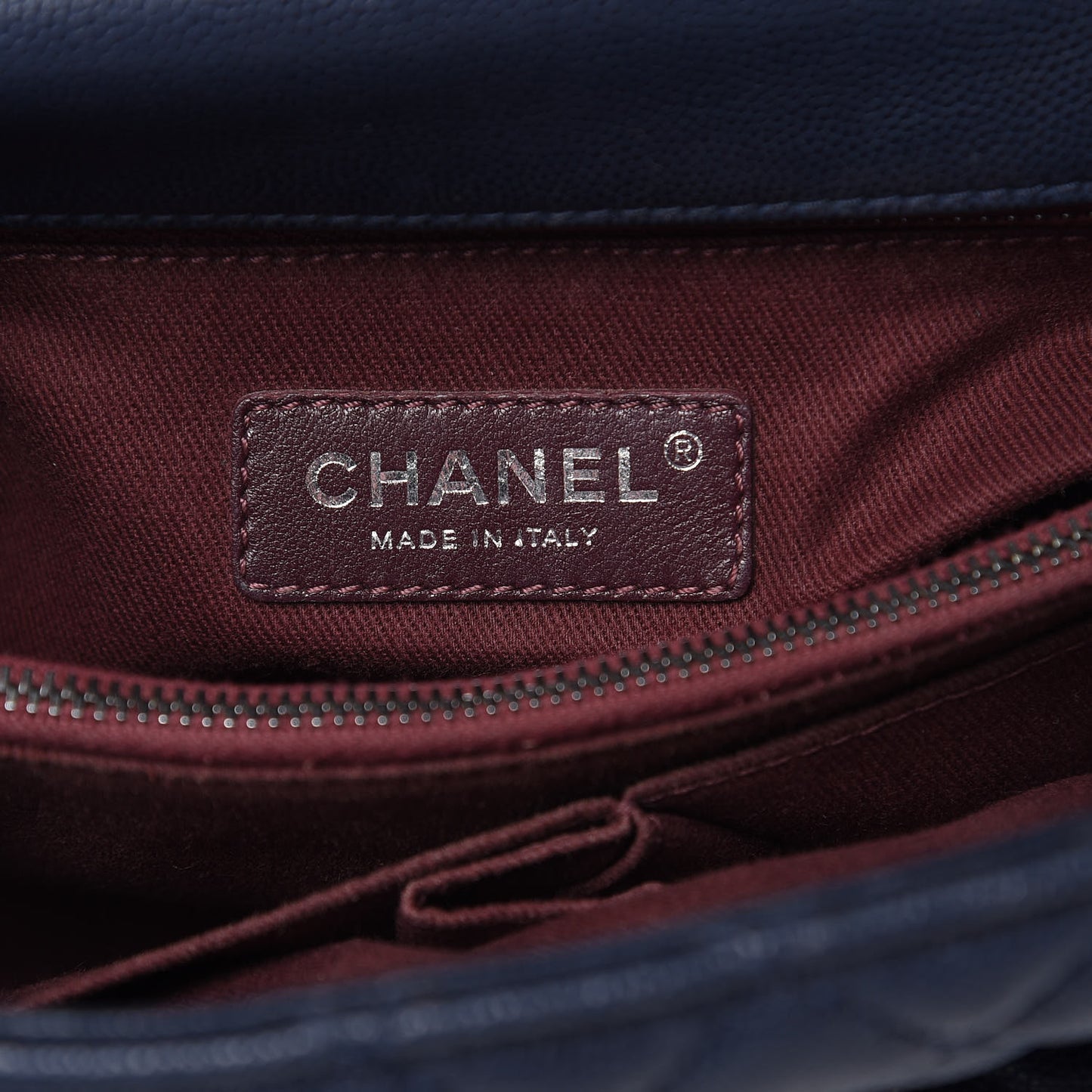 Caviar Quilted Small Coco Handle Flap Navy