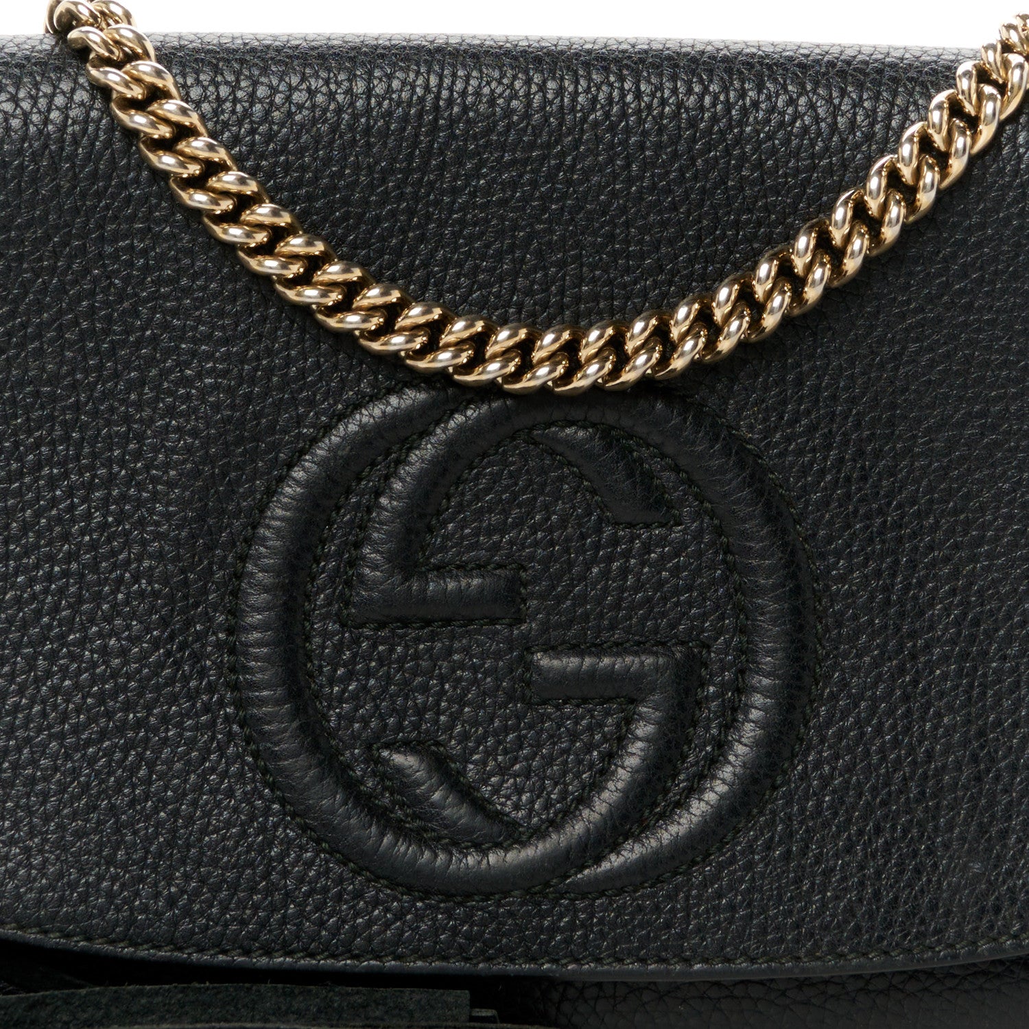 Gucci Pebbled Calfskin Medium Soho Flap Crossbody Black 9 of 11