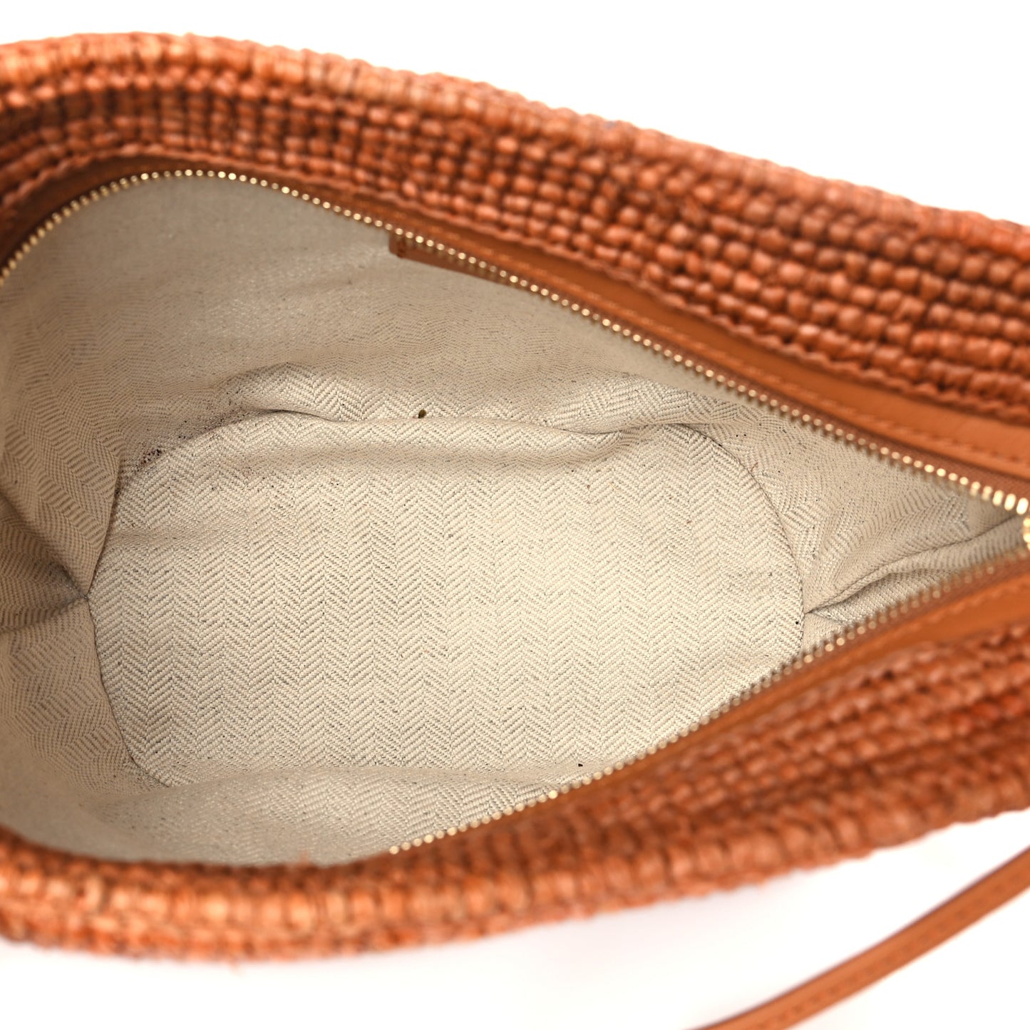 Raffia Calfskin Slit Pochette Bag Honey Gold