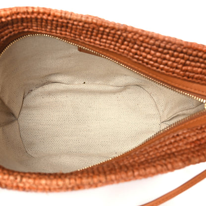 Loewe Raffia Calfskin Slit Pochette Bag Honey Gold 5 of 10