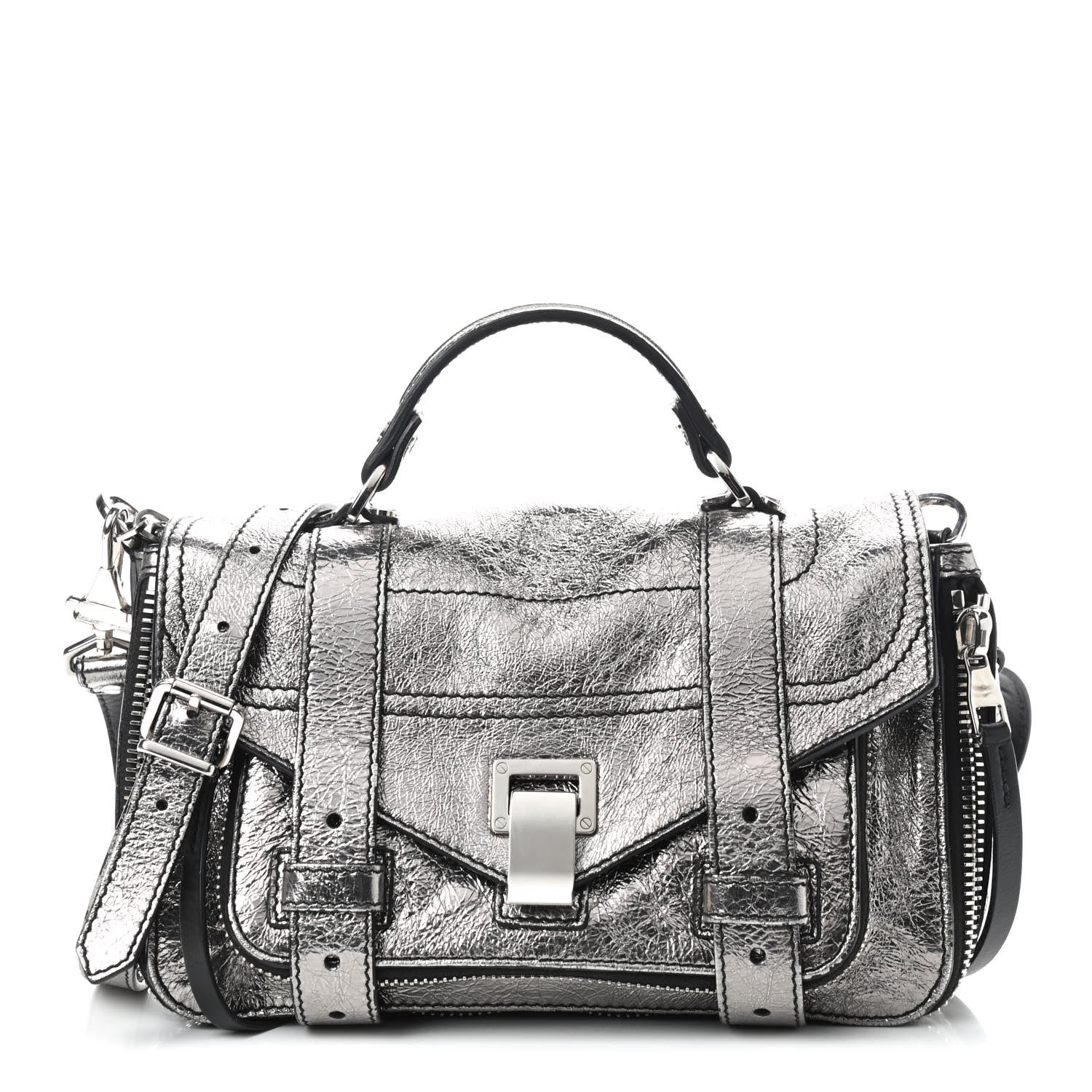 Proenza Schouler Metallic Lambskin PS1 Tiny Satchel Silver 1 of 9