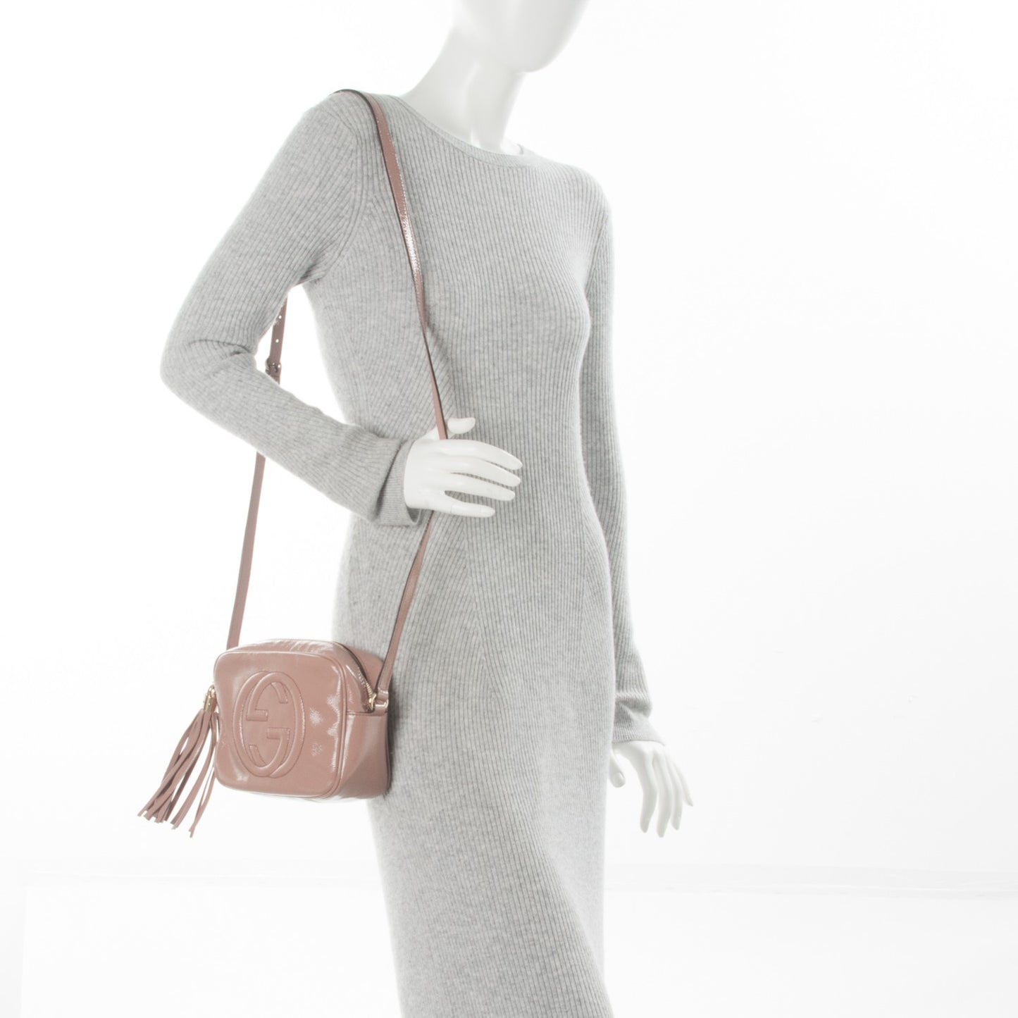 Vernice Naplack Small Soho Disco Bag Dark Cipria