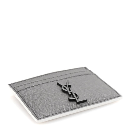 Saint Laurent Grain De Poudre Monogram Monochrome Credit Card Case Grey 4 of 8