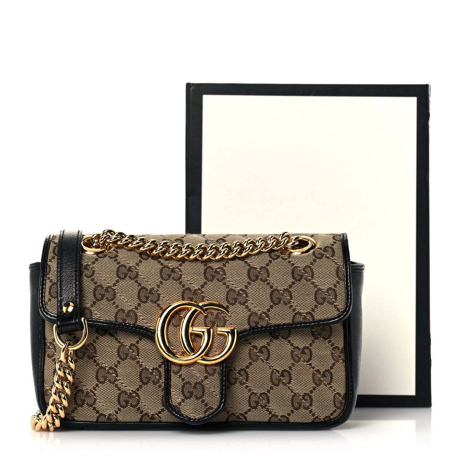 Gucci Monogram Matelasse Diagonal Mini GG Marmont Shoulder Bag Beige Black 16 of 16
