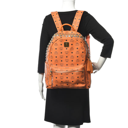 MCM Visetos Side Stud Medium Stark Backpack Orange 2 of 9