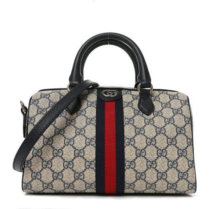 Gucci GG Supreme Monogram Web Small Ophidia Top Handle Bag Beige Blue 1 of 11