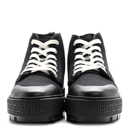 Hermes Canvas Calfskin Itineraire Ankle Boot 38.5 Black 3 of 10