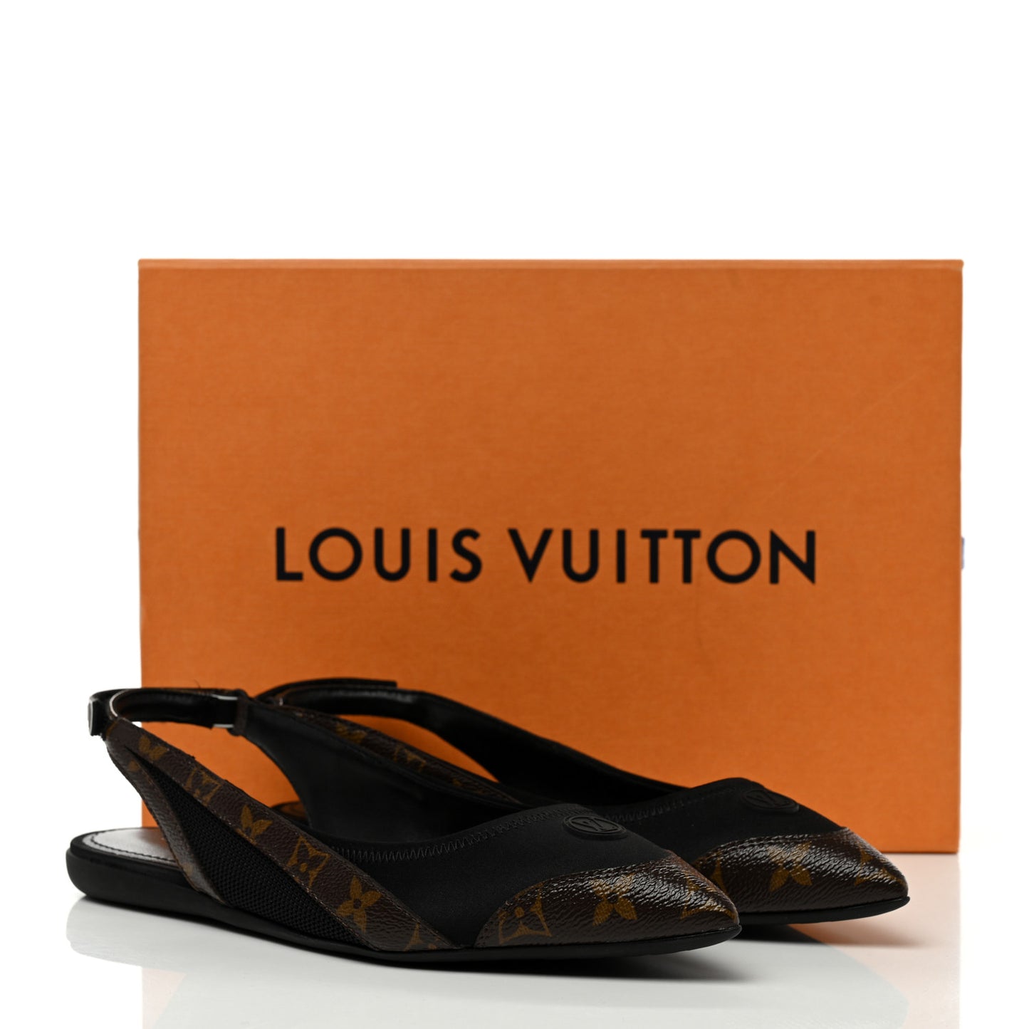 Patent Monogram Lambskin Archlight Flat Slingback Ballerina Flats 38.5 Black